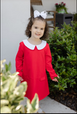 RED KNIT LONG SLEEVE POCKET DRESS