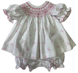 SMOCKED BOWS BISHOP BLOOMER SET