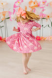 RAINBOW WISHES 3/4 SLEEVE POCKET TWIRL DRESS