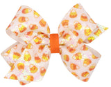 KING CANDY CORN PRINT SEQUIN HAIR BOW