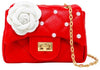 QUILTED FLOWER PEARL HANDBAG - RED