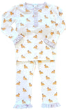 2 PIECE GIRLS RUFFLE LSU PAJAMA SET