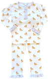 2 PIECE GIRLS RUFFLE LSU PAJAMA SET