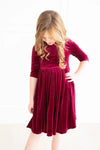 CRANBERRY VELVET TWIRL DRESS