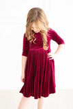CRANBERRY VELVET TWIRL DRESS
