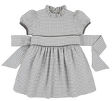 CINDY LOU SASH DRESS - GRANTLEY GRAY HOUNDSTOOTH