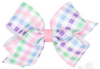 MEDIUM GROSGRAIN HAIR BOW WITH PASTEL GINGHAM PRINT