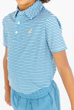 PREPLETIC PRIM AND PROPER POLO SUMNER COUNTY STRIPE ( BARNSLEY BLUE ) WITH KEENELAND KHAKI STORK