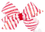 MEDIUM STRIPE PRINT SEQUIN HAIR BOW