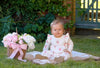 LEIGH ANN ANGEL SLEEVE ROMPER NONESUCH STEMS WITH SANDPEARL PINK