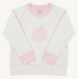 CASSIDY COMFY CREWNECK - PALMETTO PEARL WITH PALM BEACH PINK AND PUMPKIN APPLIQUE