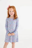 LONG SLEEVE POLLY PLAY DRESS - MOUNTAIN BROOK MINI FLORAL (PARROT CAY CORAL)