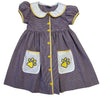 LSU EMBROIDERED BUTTON DOWN POCKET DRESS