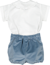 SAL & PIMENTA DUSTY BLUE VELVET BABY SET