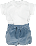 SAL & PIMENTA DUSTY BLUE VELVET BABY SET