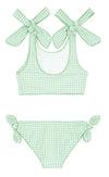 PALM GREEN GINGHAM TIE-KNOT BIKINI