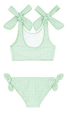 GIRLS PALM GINGHAM TIE - KNOT BIKINI
