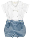 SAL & PIMENTA DUSTY BLUE VELVET BABY SET