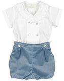 SAL & PIMENTA DUSTY BLUE VELVET BABY SET