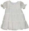 WHITE SHORT SLEEVE RUFFLE TIER DRESS