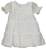 WHITE SHORT SLEEVE RUFFLE TIER DRESS