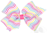 MEDIUM BIRTHDAY STRIPE PRINT GROSGRAIN HAIR BOW