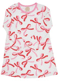 LONG SLEEVE POLLY PLAY DRESS BONNIE SCOT BOWS WITH HAMPTONS HOT PINK