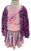 GUITAR SEQUIN PUFF SLEEVE TOP