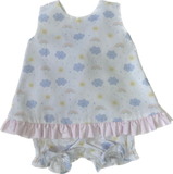 LULU BEBE PASTEL RAINBOWS AND CLOUDS BLOOMER SET