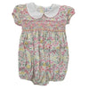 LULU BEBE BLOOMING MEADOW SMOCKED WAIST PETER PAN COLLAR BUBBLE