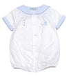 WHITE BUBBLE WITH BLUE SAILOR COLLAR AND BOAT
