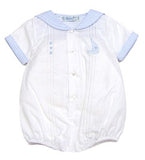 WHITE BUBBLE WITH BLUE SAILOR COLLAR AND BOAT