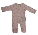 TINY BUNCH OF ROSES PRINTED PIMA ZIPPED FOOTIE