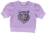 SHORT SLEEVE LAVENDER SEQUIN TIGER SHIRT