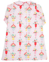 LINDY'S LUNCH DRESS - PINK AND PLENTIFUL WITH RICHMOND RED AND WORTH AVENUE WHITE BUTTONS