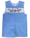 BOYS BLUE GINGHAM JON JON - SMOCKED PUMPKINS