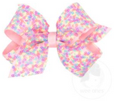 MEDIUM CONFETTI LIGHT PINK SEQUIN BOW WITH GROSGRAIN UNDERLAY
