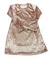 VELVET LONG SLEEVE DRESS - ROUCHED HEM