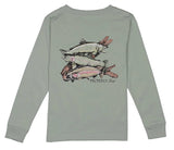 LONG SLEEVE TEE - BABY TROUT TRIO CHROME GREY