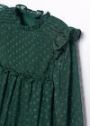 GIRLS PLUMETI JACQUARD TIERED DRESS - GREEN
