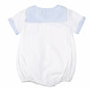 WHITE BUBBLE WITH BLUE SAILOR COLLAR AND BOAT