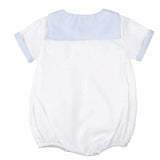 WHITE BUBBLE WITH BLUE SAILOR COLLAR AND BOAT