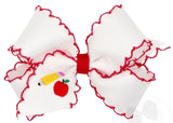 KING BACK TO SCHOOL PENCIL EMBROIDERED HAIR BOW