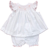 LULU BEBE SMOCKED BLOOMERSET LIGHT PINK GEO SMOCKING