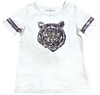 GIRLS WHITE TEE SHIRT SPARKLE SEQUIN - LSU PURPLE TIGER