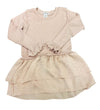 LONG SLEEVE DRESS 2-TIER BLUSH SHINY SKIRT