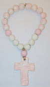 3" CLAY CROSS BLESSING BEAD - PINK