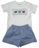 AIRPLANE SMOCKED SHIRT AND SHORT SET