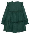 GIRLS PLUMETI JACQUARD TIERED DRESS - GREEN