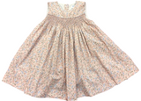 PINK FLORAL SMOCKED WAIST SLEEVELESS DRESS